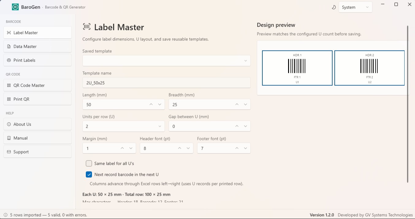 BaroGen – Windows Barcode & QR Label Generator