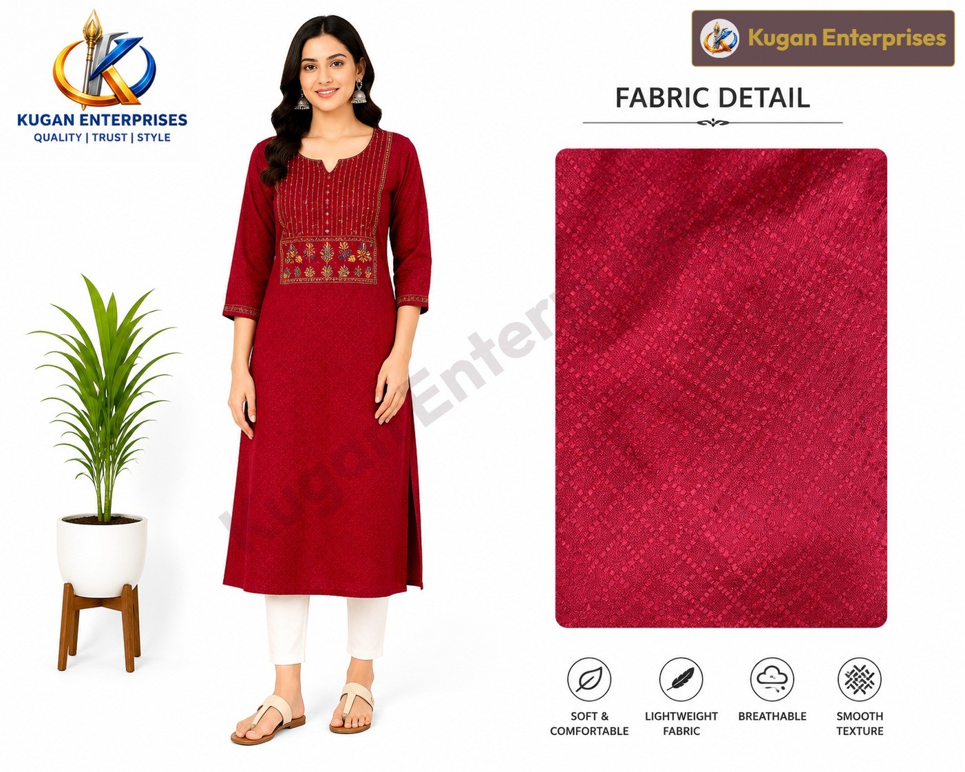 Maroon Heritage Floral Embroidered Kurta