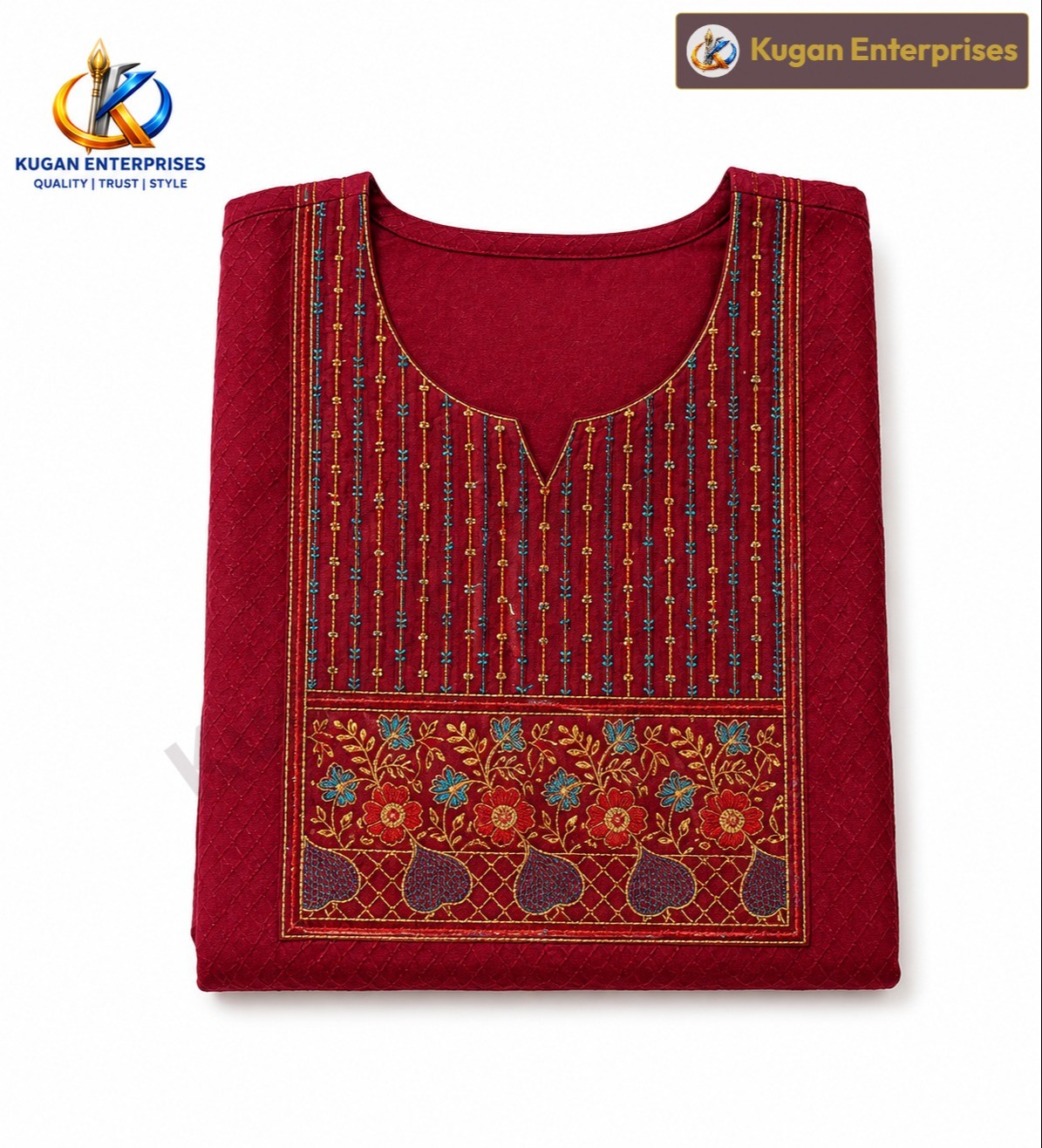 Maroon Heritage Floral Embroidered Kurta