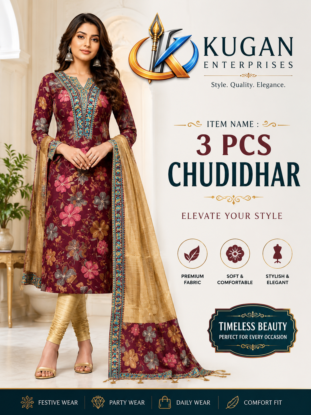 Women's 3 Piece Churidar Set
