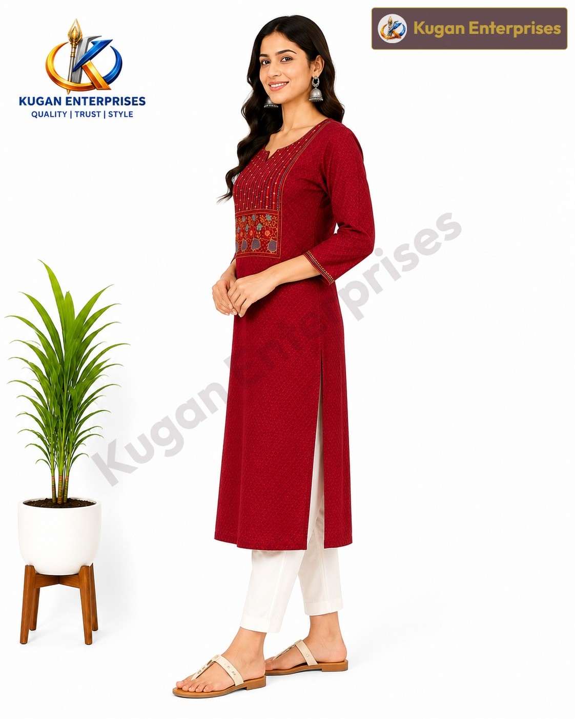 Maroon Heritage Floral Embroidered Kurta