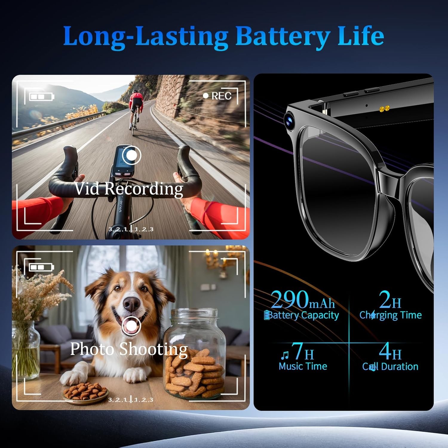 AI Smart Glasses with Camera and Bluetooth, 1080P HD Recording Glasses, Smart Translation Glasses, Real-time Translation, Suitable for Travel, Sports, and vlogging.