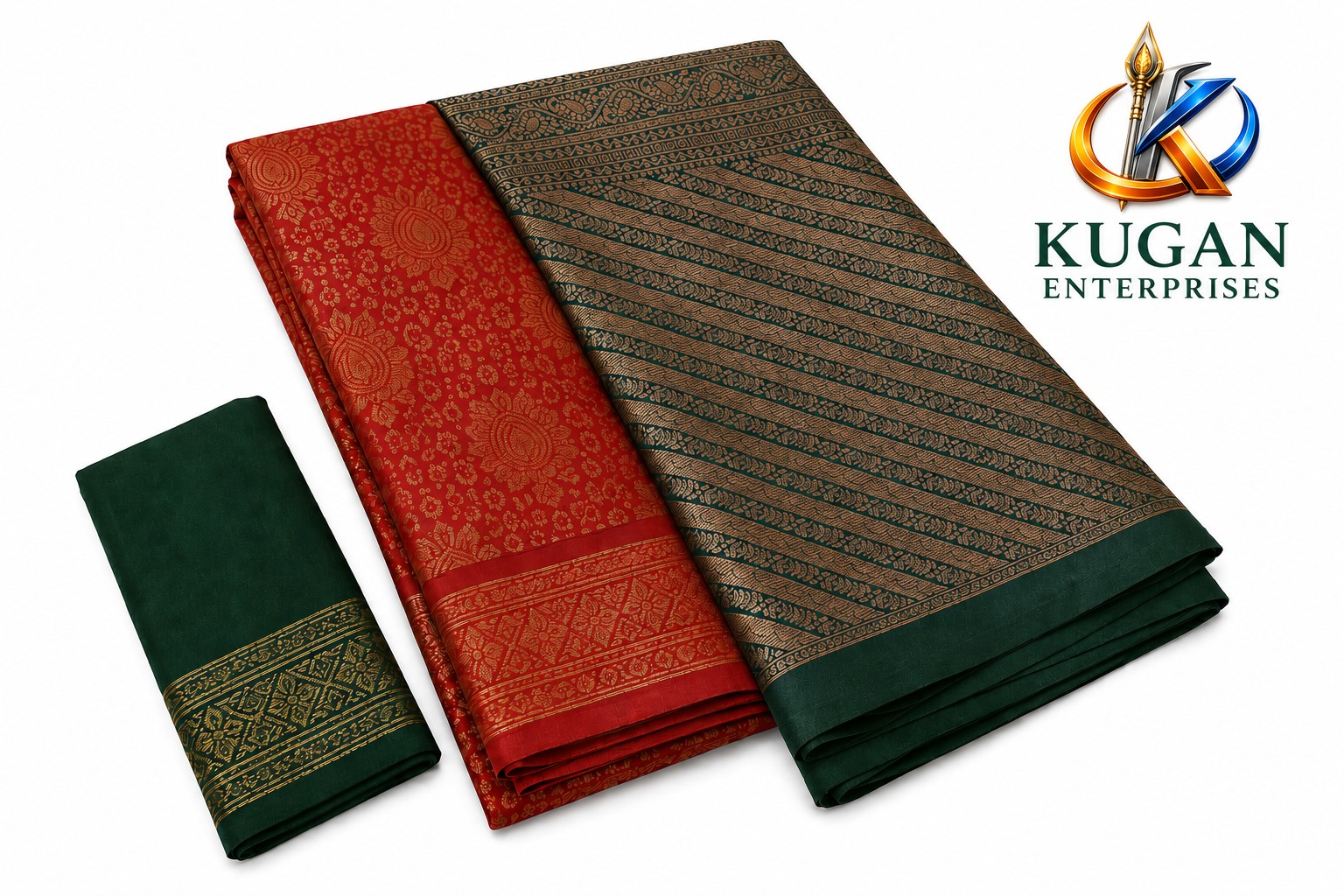 Red & Green Antique Zari Woven Saree