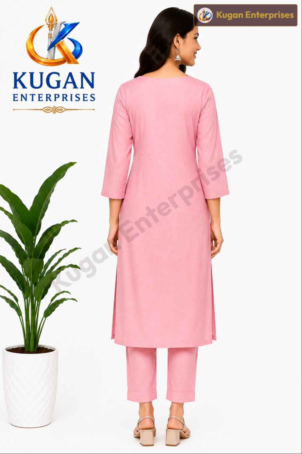 Baby Pink Floral Embroidered Kurta with Matching Pant Set
